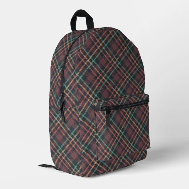 Classic Plaid Pattern Printed Backpack (Back Corner Left)