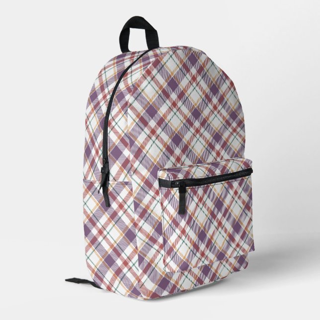 Classic Plaid Pattern Printed Backpack (Back Corner Left)