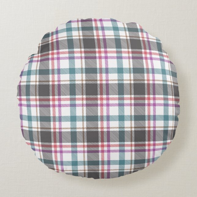 Classic Plaid Pattern Round Cushion (Front)