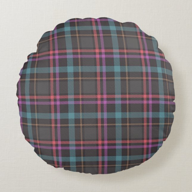 Classic Plaid Pattern Round Cushion (Front)