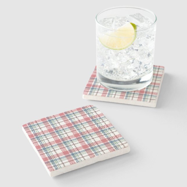 Classic Plaid Pattern Stone Coaster (Side)