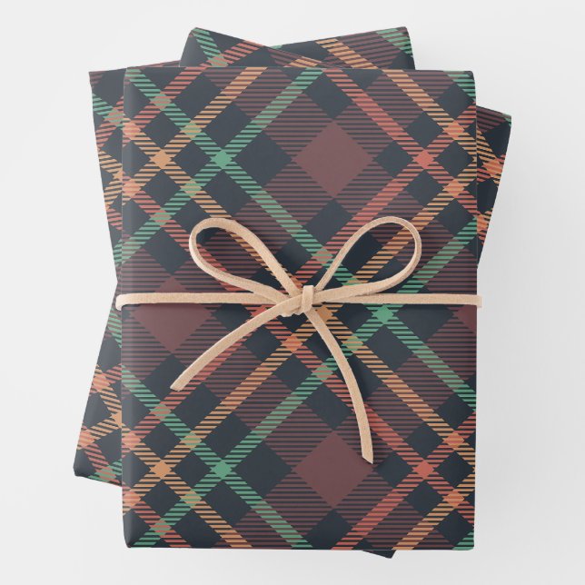 Classic Plaid Pattern Wrapping Paper Sheet (In situ)