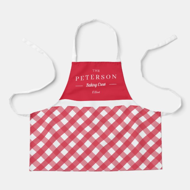 Classic Plaid Personalised Kid Apron (Front)