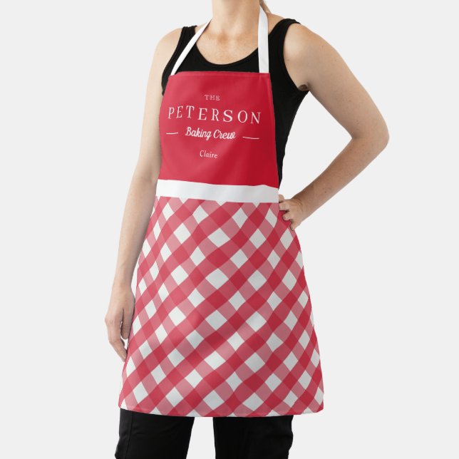 Classic Plaid Personalised Matching Family Apron (Insitu)