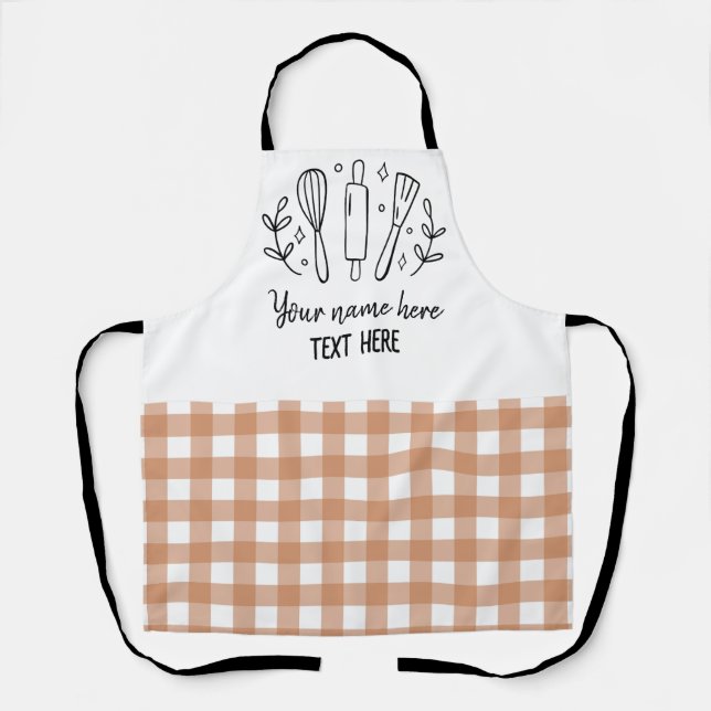 Classic Plaid Personalised Matching Family Aprons (Front)
