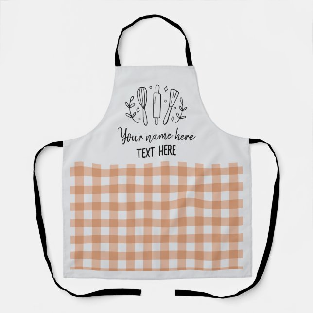 Classic Plaid Personalised Matching Family Aprons (Front)