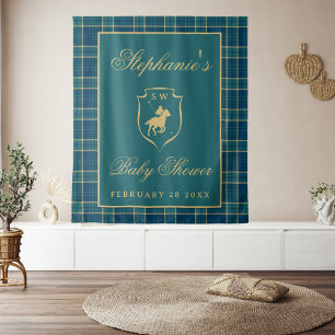 Classic Plaid Polo Equestrian Baby Shower Backdrop Tapestry