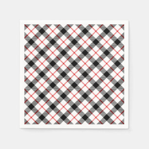Classic Plaid Red Black White Holiday Paper Napkin