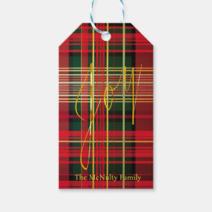 Classic Plaid Tartan 'Joy' Calligraphy Decorative  Gift Tags