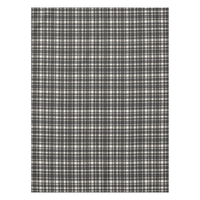 Classic Plaid Tartan Pattern-Black & Off-White Tablecloth (Front)