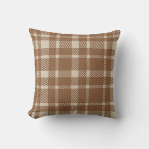 Classic Plaid Tartan Pattern-Brown & Warm Taupe Cushion