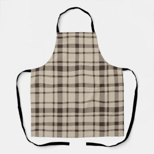 Classic Plaid Tartan Pattern-Dark Brown & Taupe Apron