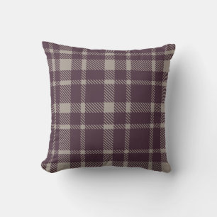 Classic Plaid Tartan Pattern-Eggplant Colour Cushion