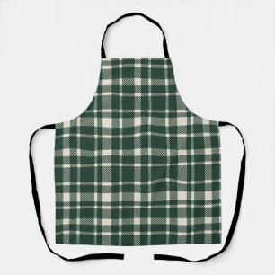 Classic Plaid Tartan Pattern-Emerald & Cream Apron