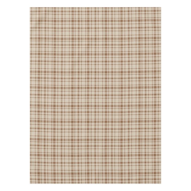 Classic Plaid Tartan Pattern-Light Brown & Taupe Tablecloth (Front)