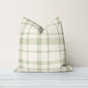 Classic Plaid Tartan Pattern-Mint Green & Cream Cushion