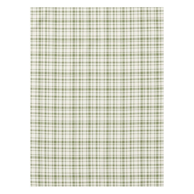 Classic Plaid Tartan Pattern-Olive Green & Cream Tablecloth (Front)