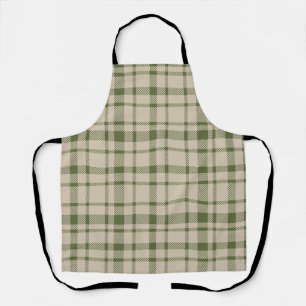 Classic Plaid Tartan Pattern-Olive Green & Taupe Apron