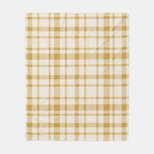 Classic Plaid Tartan Pattern-Yellow & Cream Fleece Blanket