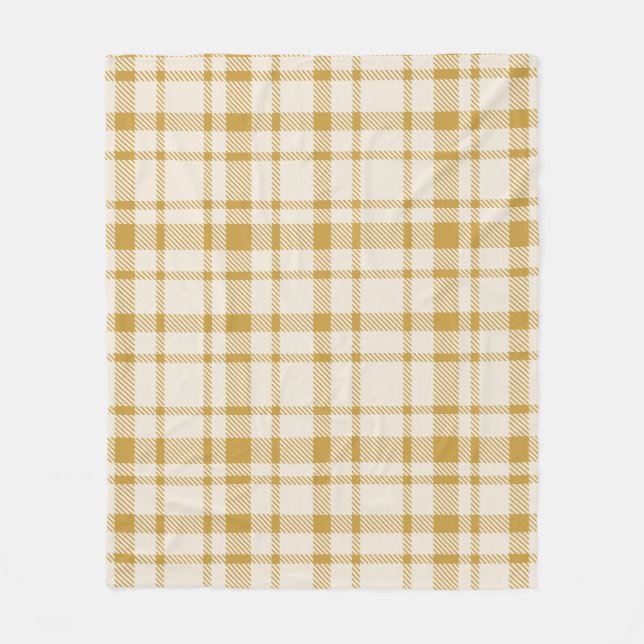 Classic Plaid Tartan Pattern-Yellow & Cream Fleece Blanket (Front)