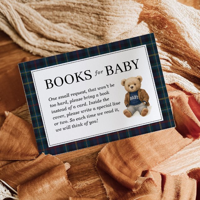 Classic Plaid Teddy Bear Books for Baby Cards  (Creator Uploaded)