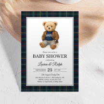 Classic Plaid Teddy Bear Lauren Baby Shower