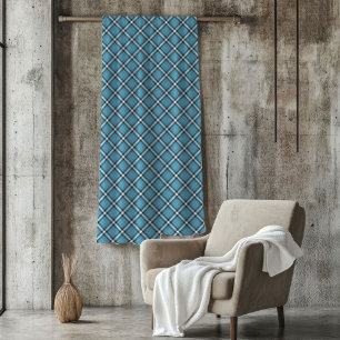 Classic Plaid Throw in Blue and Yellow Tones Fleece Blanket