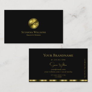 Classic Plain Black and Gold with Logo Stylish Business Card