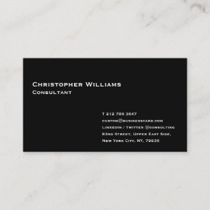 Classic Plain Black Modern Minimalist Professional Business Card