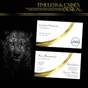 Classic Plain White Noble Gold Decor with Logo Business Card