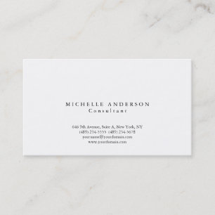 Classic Plain White Simple Professional Minimalist Business Card