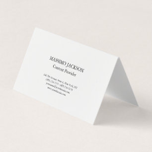 Classic Plain White Simple Professional Minimalist Business Card