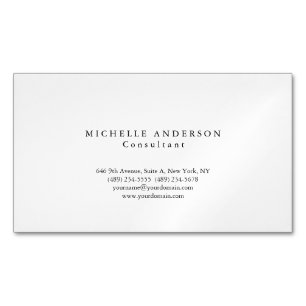 Classic Plain White Simple Professional Minimalist Magnetic Business Card
