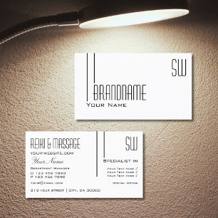 Classic Plain White with Initials Professional Business Card