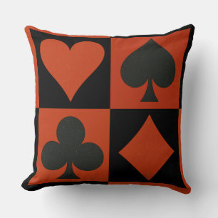 Classic Playing Card Suits Throw Pillow