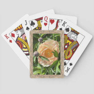 Classic playing cards with peach peony