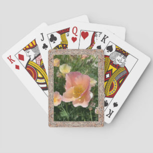 Classic playing cards with peach poppies