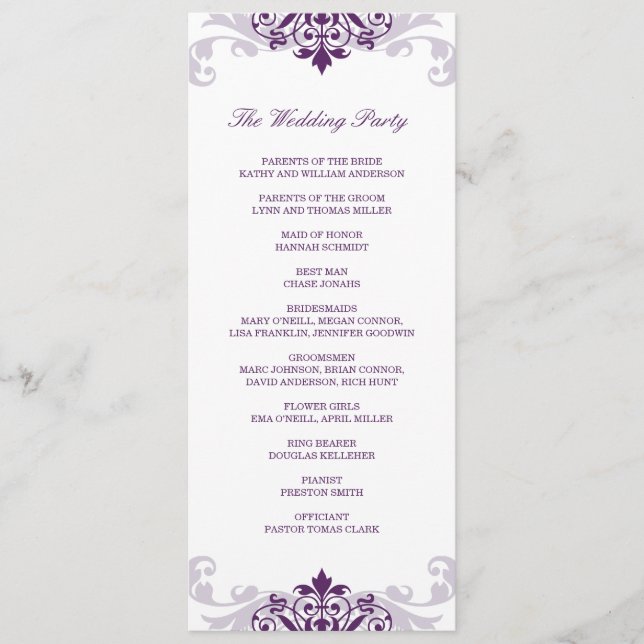 Classic Plum Purple Elegant Ironwork Wedding Programme (Front)
