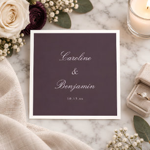 Classic Plum Script Elegant Wedding Custom Name Napkin