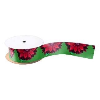 CLASSIC POINSETTIA in RED Satin Ribbon