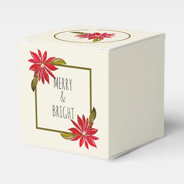 Classic Poinsettia Simple Cute Modern Christmas Favour Box (Front Side)