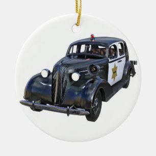 Classic Police Car Ceramic Tree Decoration