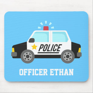 Classic Police Car with Siren For Kids Mouse Mat