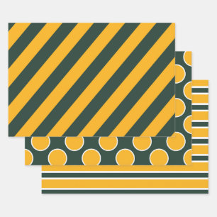 Classic Polka Dot and Stripe Team Colors Designs Wrapping Paper Sheet