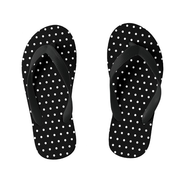 Classic Polka Dot Black and White Kid's Flip Flops (Footbed)