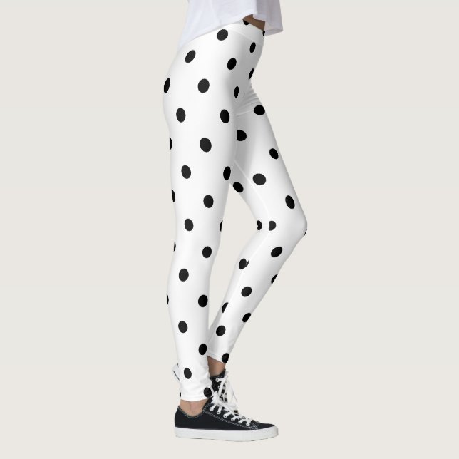 Classic Polka Dot Leggings - White/Black (Right)