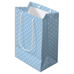 Classic Polka Dot White - Baby Blue Medium Gift Bag