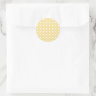 Classic Polka Dot White - Canary Yellow Classic Round Sticker
