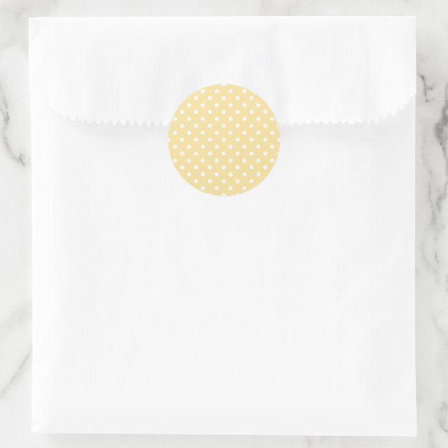 Classic Polka Dot White - Canary Yellow Classic Round Sticker (Bag)