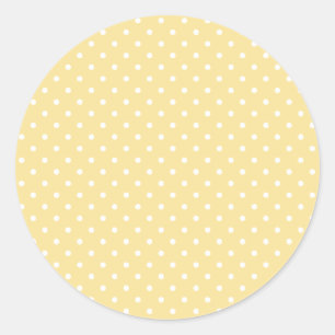 Classic Polka Dot White - Canary Yellow Round Sticker